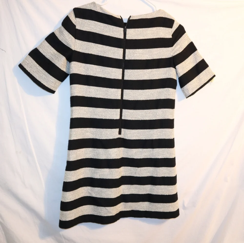Alice & Olivia Mini Dress Black White Stripes Size 0 - Picture 6 of 13